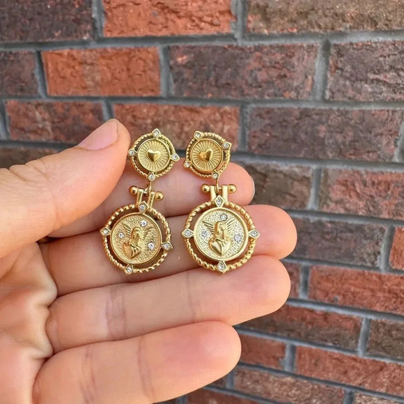 Angel Wing 18K Gold Plated Stainless Steel Waterproof Earrings - Picture 13 of 14